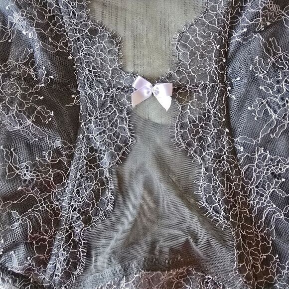 Victoria's Secret Vintage Lace Trim Corset In Gray And Lavender - Picture 4 of 7